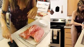 Lonely chick makes Ribs for Daddy and Gets Banged! - SQUIRT AT END