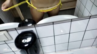 Alice Lathers her Cunt after using a Outdoor Wc into the Washbasin