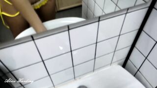 Alice Lathers her Cunt after using a Outdoor Wc into the Washbasin