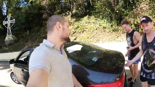four dicks banged tight holes inside nature