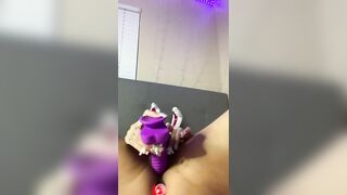 D.VA Bunny Fills up her TIGHT Hole and Plugs Booty with Light up Plug