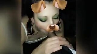 Snapchat Skank give Sloppy Fellatio