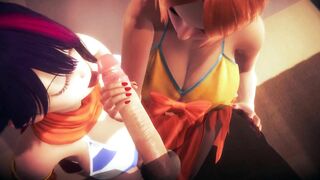 [LEAGUE OF LEGENDS] Leona and Fiora Swimsuit Gang Bang (3D ANIME 60 FPS)