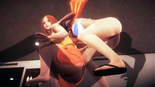 [LEAGUE OF LEGENDS] Leona and Fiora Swimsuit Gang Bang (3D ANIME 60 FPS)