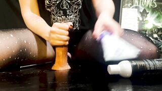 Fay has Fun Sounding a Dick on a FLOOR GLORY HOLE! Big Creampie