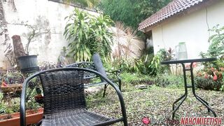 Huge Tit Black Ride Big Sex Toy inside the Rain