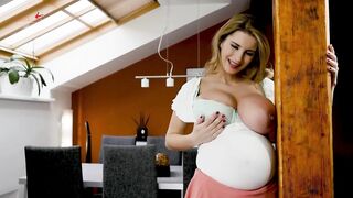 Katerina is VERY Pregnant and wants you to view her LONG Boobs!
