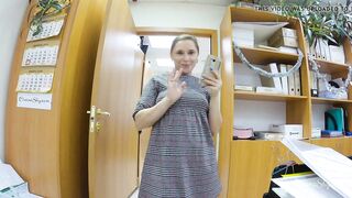 Flashing no panties in office into the midst of a