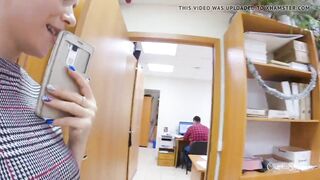Flashing no panties in office into the midst of a