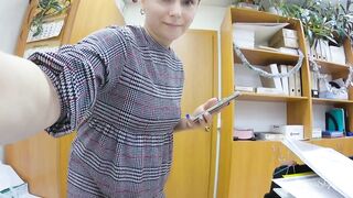 Flashing no panties in office into the midst of a