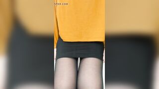 Upskirt stocking ready to work