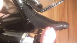 Cum on Latex Toes and High Heel Mules req. by