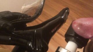 Cum on Latex Toes and High Heel Mules req. by
