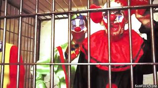 Group of clowns double penetration boned slim Bae