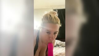 Beauty Blonde cougar Blows her Toy