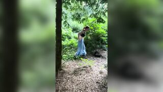 Nervous Bimbo Pisses into Outdoor Park