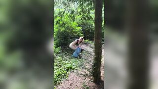 Nervous Bimbo Pisses into Outdoor Park