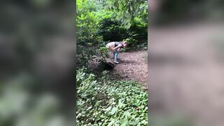 Nervous Bimbo Pisses into Outdoor Park