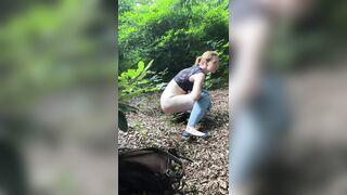 Nervous Bimbo Pisses into Outdoor Park
