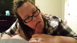 Big Boobed BBW Blows off Neighbors while Hubby is at Work
