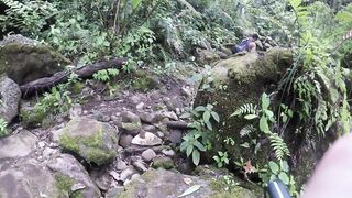 Bro Walks Trail to Waterfall