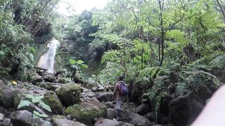 Bro Walks Trail to Waterfall