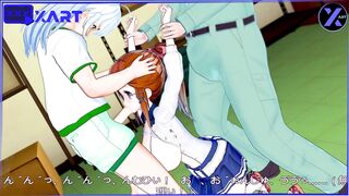 3D Anime, 2 Men Deprived a chick of her Virginity into the back Room of the School and Finished into