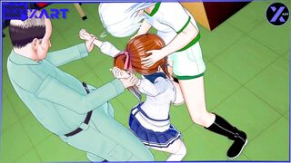 3D Anime, 2 Men Deprived a chick of her Virginity into the back Room of the School and Finished into