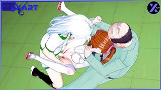 3D Anime, 2 Men Deprived a chick of her Virginity into the back Room of the School and Finished into