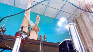 SEXRETARY. no Underwear Secretary. try on White Transparent Stockings one