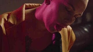 Fashion Performer inside the Dressing Room Masturbates with a Long African Dick