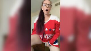View me make myself Squirt while Rubbing my Snatch inside my Favorite Hockey Jersey … One Of A Kind Squirt!