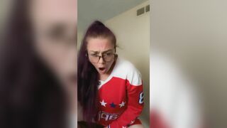 View me make myself Squirt while Rubbing my Snatch inside my Favorite Hockey Jersey … One Of A Kind Squirt!