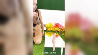 Sasha Rose Fucked Long Toy inside Mirror!