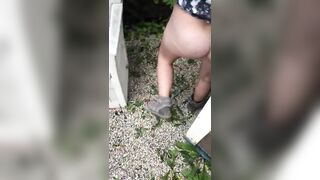 She took a Piss outdoor using her go cunt with mouth STP Device & her Leaking Soak Twat is Dried with my