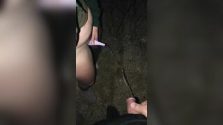 Hubby & Ex-Wife Stand to Peeing together Outdoor, she uses a go bimbos / She-wee Device as we Peed