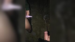 Hubby & Ex-Wife Stand to Peeing together Outdoor, she uses a go bimbos / She-wee Device as we Peed