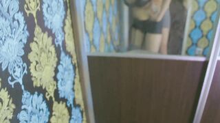 Hot Bombshell girlfriend Slow Striptease Tight Leggings