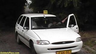 African cougar Outdoors Banged! by Taxi Driver