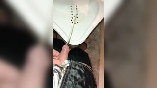 bimbos Pee inside a Urinal & her Hubby Gets to Witness it first Hand as he Pisses right after her