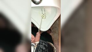 bimbos Pee inside a Urinal & her Hubby Gets to Witness it first Hand as he Pisses right after her