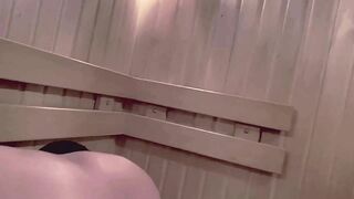 Amateur Submissive Russian Chick Cougar. Outside Sauna Sex. Big Bushy Cunt Close Up. Long Cunt Lips