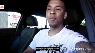 INTO OUTSIDE: Ebony Bro bangs White Barely Legal inside His Vehicle