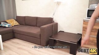 DEBT4k. Wonderful hairdresser has no cash and debt collector fucks