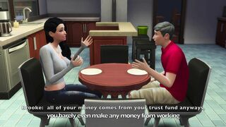 Sims four: Slutty Ex-Wife Fucks big black dick while Cuckold Hubby Naps