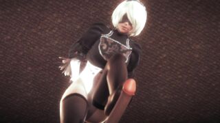 Nier Automata 2B does Tremendous Devils Pedicure with her Tights