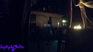 Big Tit College Coed 18 Pet Collared and Leashed outdoor by the Fire Pit for Sexual Outside Sex dare