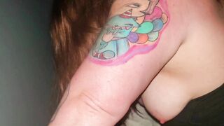Amateur Inked BBW Ride Dick for Anal Creampie