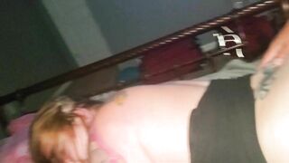 Amateur Inked BBW Ride Dick for Anal Creampie