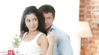 Tan lines teenie getting power-banged! by 2 thick boners at